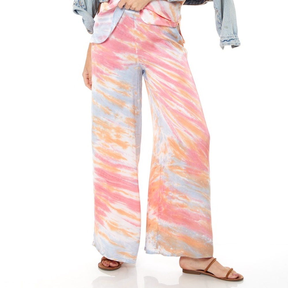 Young Fabulous & Broke Aiko Pants Tie Dye Resort Lounge Boho Wide Leg L